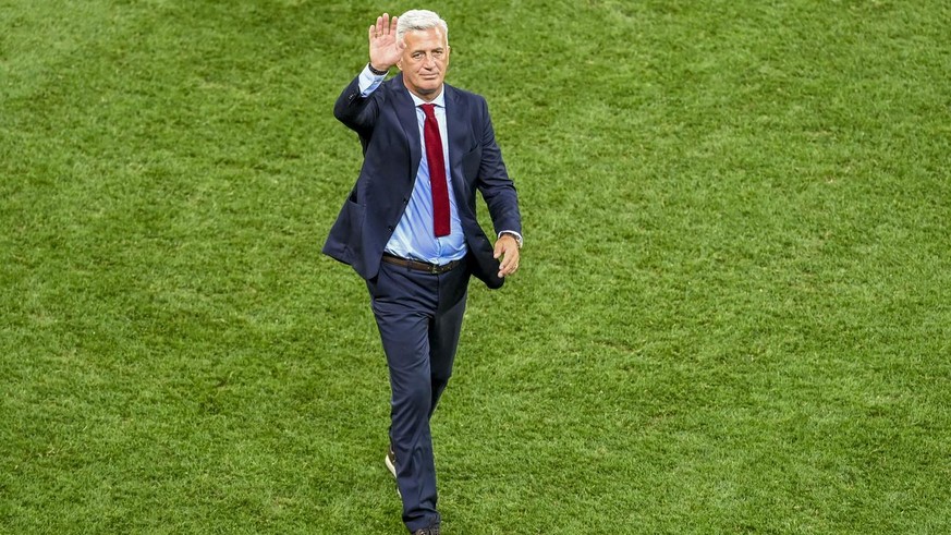 Switzerland&#039;s manager Vladimir Petkovic waves as he leaves the field following the Euro 2020 soccer championship round of 16 match between France and Switzerland at National Arena stadium, Buchar ...