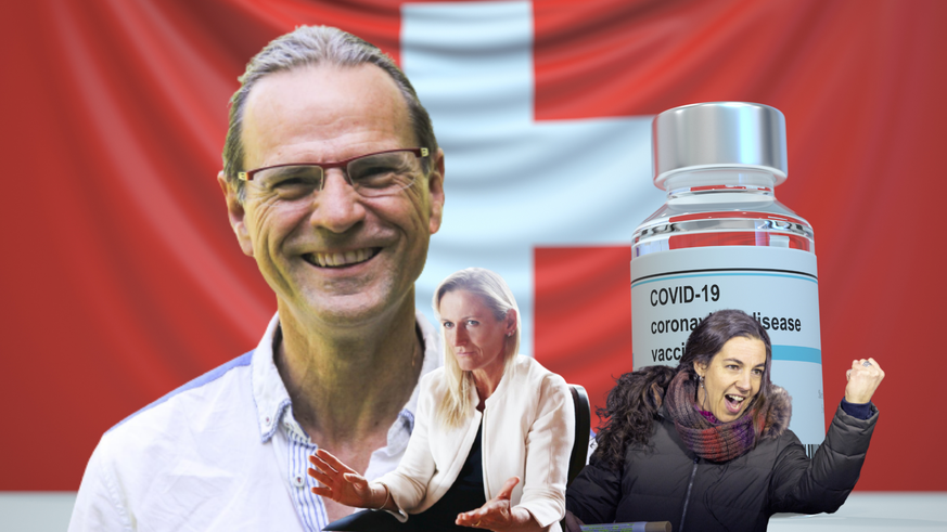 Montage photo mouvements libertaires anti-mesures covid Suisse