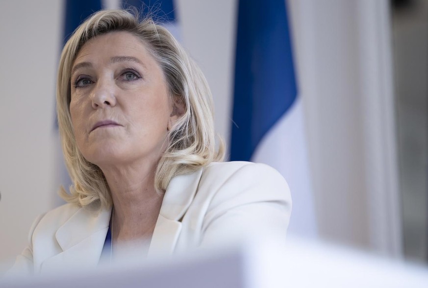 epa09090078 French member of Parliament and president of the Rassemblement National far-right party Marine Le Pen attends a news conference held to launch new political movement called &#039;Avenir Fr ...