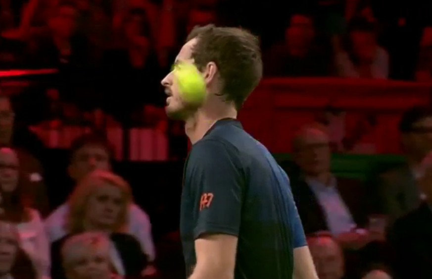 Ball am Kopf: Murray wird von einem Tweener Federers getroffen.