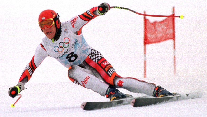 Austria&#039;s Hermann Maier, speeds along the course to win the Olympic gold medal in the Men&#039;s Super-G event at the XVIII Winter Olympic Games Monday, February 16, 1998, in Hakuba. (KEYSTONE/AP ...