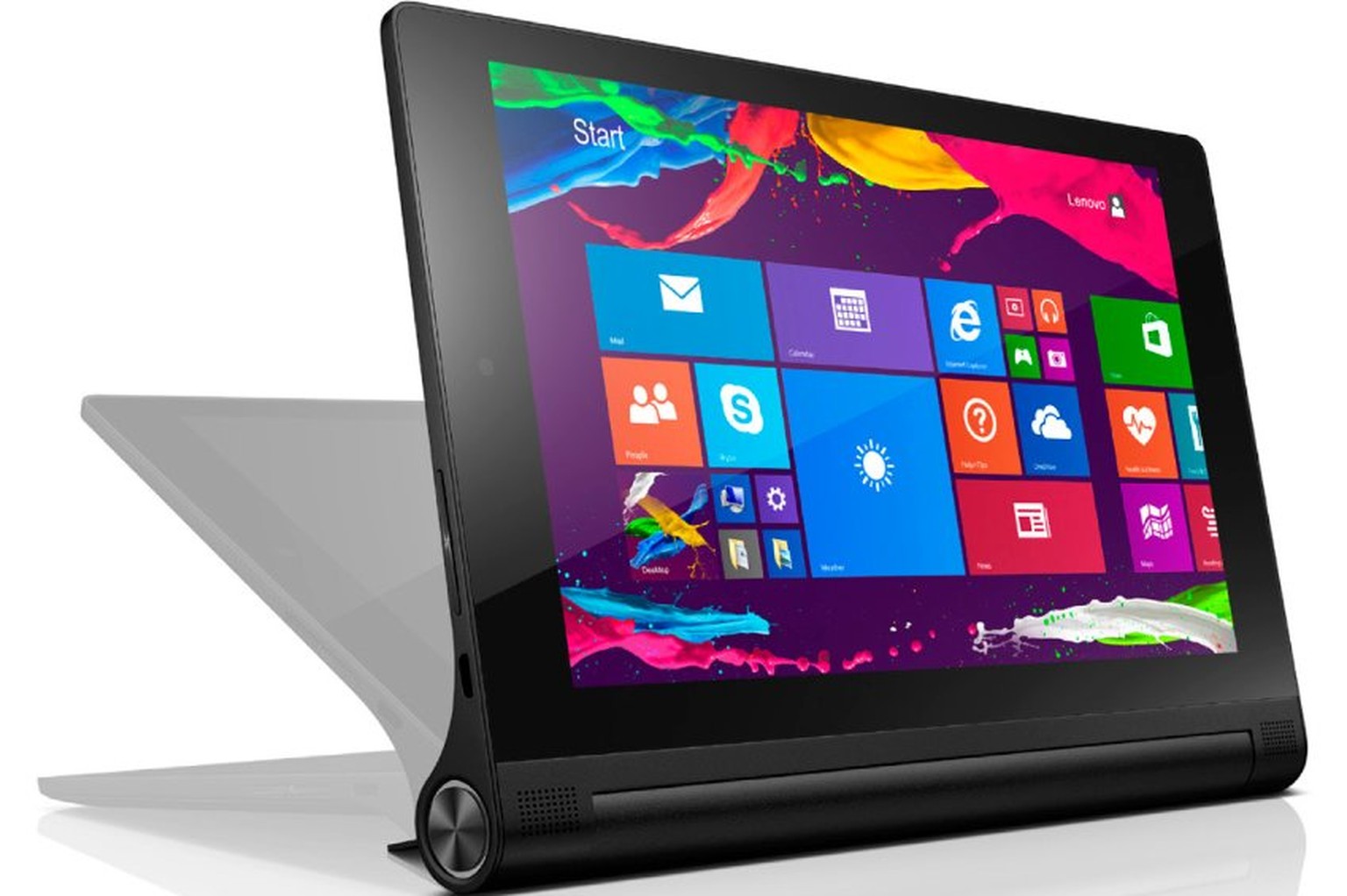 Lenovo Yoga Tablet 2: In der neuen Version von einem Intel-Atom-Prozessor angetrieben, kann man es wahlweise mit Android 4.4 oder mit Windows 8.1 kaufen.
