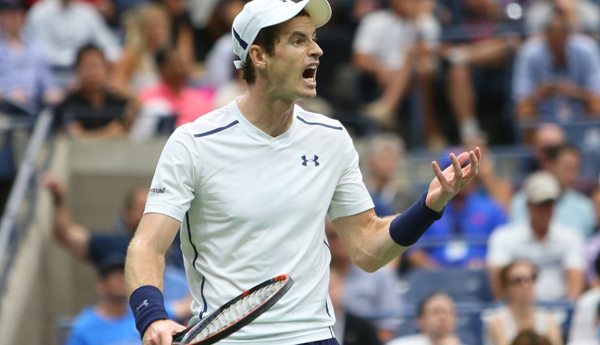Sep 7, 2016; New York, NY, USA; Andy Murray of Great Britain reacts during the match against Kei Nishikori of Japan on day ten of the 2016 U.S. Open tennis tournament at USTA Billie Jean King National ...