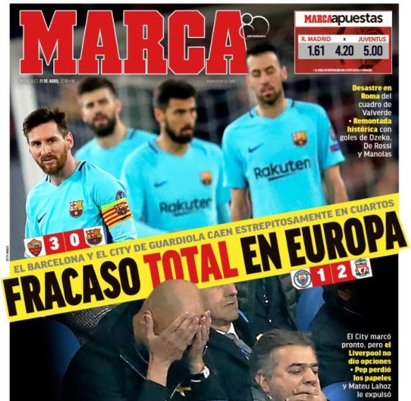 Die Frontseite der «Marca» von heute Mittwoch.