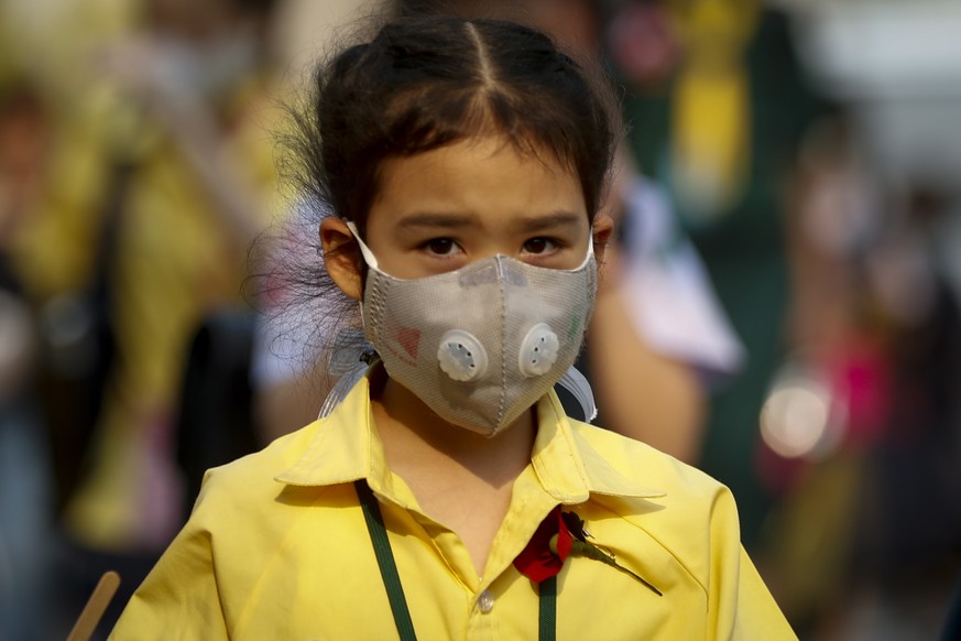 epa07331150 A Thai student wears a face mask as heavy air pollution continues to affect Bangkok, Thailand, 30 January 2019. Thailand, 30 January 2019. The Thai Education Ministry on 30 January 2019 or ...