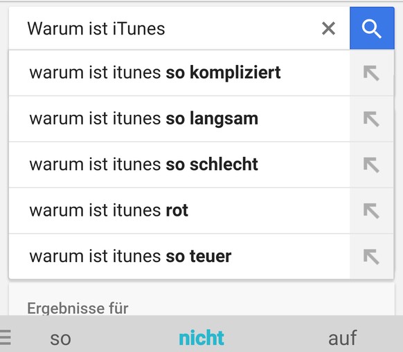 Probleme, die iTunes-Nutzer laut Google-Suche häufig plagen.