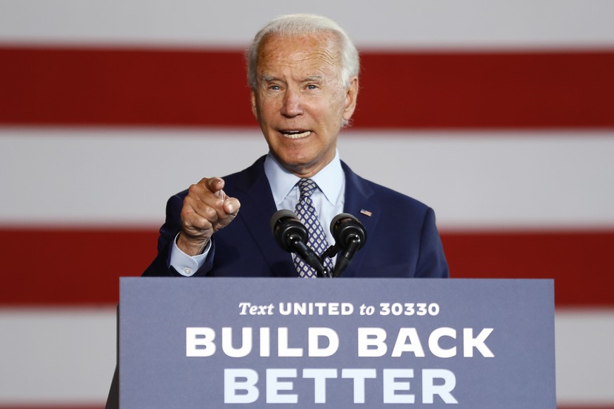 Democratic presidential candidate former Vice President Joe Biden speaks at McGregor Industries in Dunmore, Pa., Thursday, July 9, 2020. (AP Photo/Matt Slocum)
Joe Biden