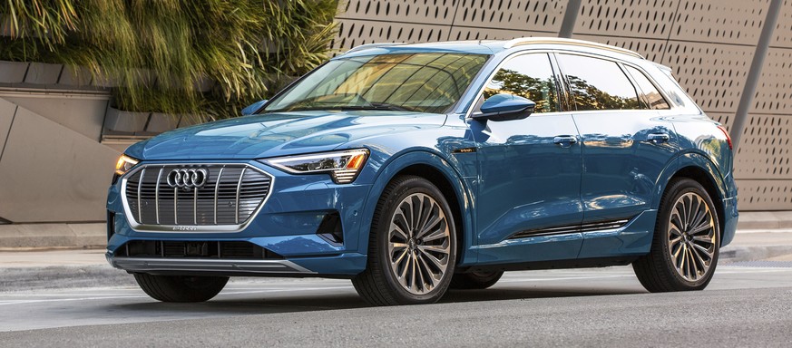 This undated photo provided by Audi shows the 2019 Audi e-tron, a midsize electric SUV with two rows of seating and an estimated range of about 204 miles. (Audi via AP)