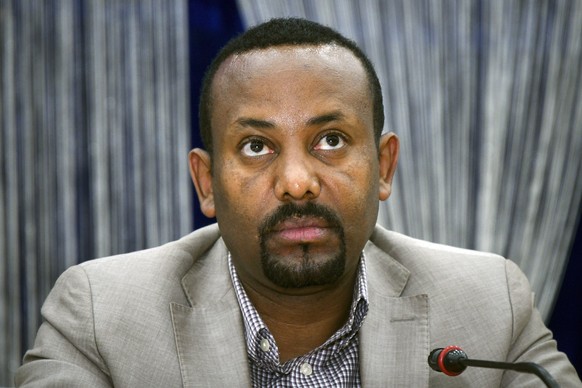 epa08842824 (FILE) - The then leader of the &#039;Oromo Peoples Democratic Organization&#039; (OPDO), now Prime Minister Abiy Ahmed looks on during a news conference in Aba Geda, Ethiopia, 02 November ...