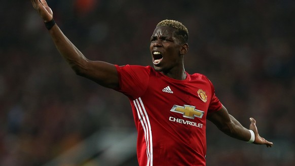 epa05958016 Manchester United&#039;s Paul Pogba reacts during the UEFA Europa League semi final, second leg soccer match between Manchester United and Celta Vigo at the Old Trafford Stadium in Manches ...