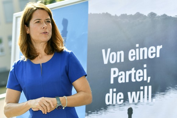 Petra Goessi, Praesidentin der FDP am Tag der FDP in der Schachenhalle in Aarau am Samstag, 31. August 2019. (KEYSTONE/Walter Bieri)