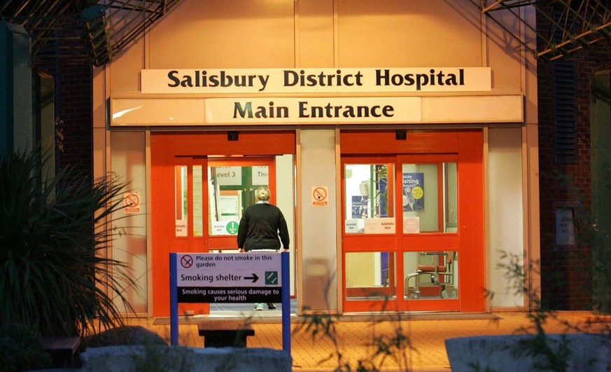 FILE - This is a Aug. 16, 2005 file photo of the main entrance of Salisbury District Hospital, in Salisbury, England. British media say a former Russian spy is in critical condition after coming into  ...
