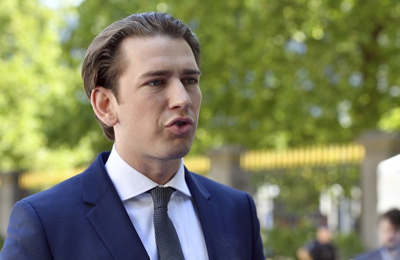 Austrian Chancellor Sebastian Kurz arrives for an EPP party meeting ahead of an EU summit in Brussels, Thursday, June 28, 2018. European Union leaders meet for a two-day summit to address the politica ...