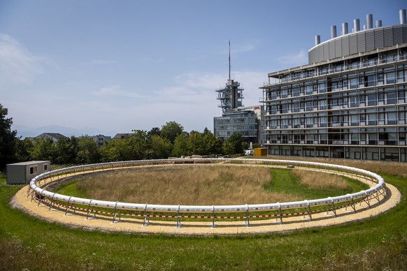 Une vue sur l&#039;Hyperloop experimental de la start-up Swisspod en construction sur le campus de l&#039;Ecole polytechnique federale de Lausanne, EPFL, le vendredi 23 juillet 2021 a Lausanne. L&#039 ...