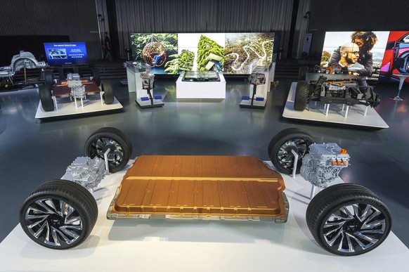 This photo provided by General Motors shows GM&#039;s all-new modular platform and battery system, Ultium, at the Design Dome on the GM Tech Center campus in Warren, Mich., on Wednesday, March 4, 2020 ...