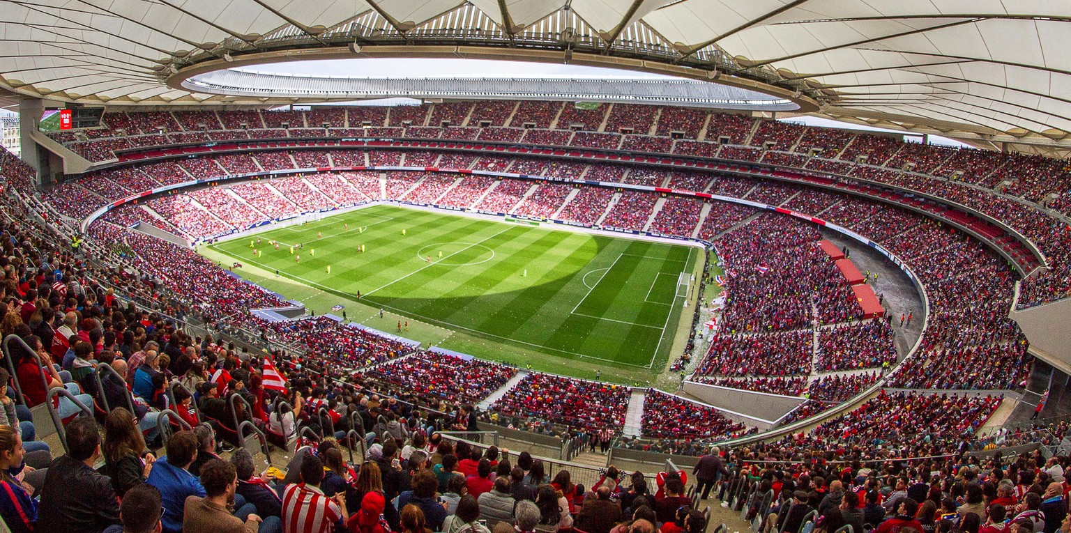 epa07445604 A handout photo made available by Atletico Madrid of a general view of the Wanda Metropolitano stadium during the women&#039;s Spanish Iberdola League soccer match between Atletico Madrid  ...