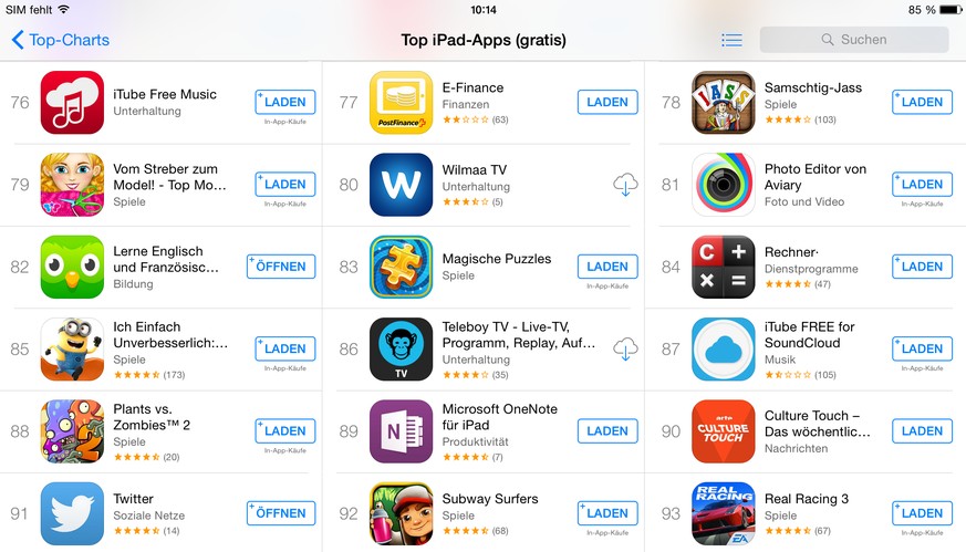 «Laden» statt «Gratis»: Der Download-Button im App Store ist nun anders beschriftet.