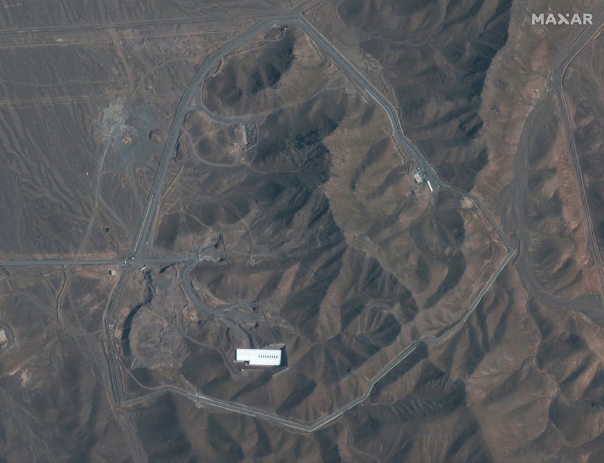 This Nov. 1, 2019, satellite image provided by provided by Maxar Technologies shows the Fordo nuclear facility, just north of the holy city of Qom in Iran. The resumption of activity at Fordo pushes t ...