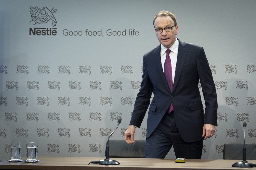 Nestle&#039;s CEO Ulf Mark Schneider arrives for the 2019 full-year results press conference of the food and drinks giant Nestle, in Vevey, Switzerland, Thursday, February 13, 2020. (KEYSTONE/Laurent  ...