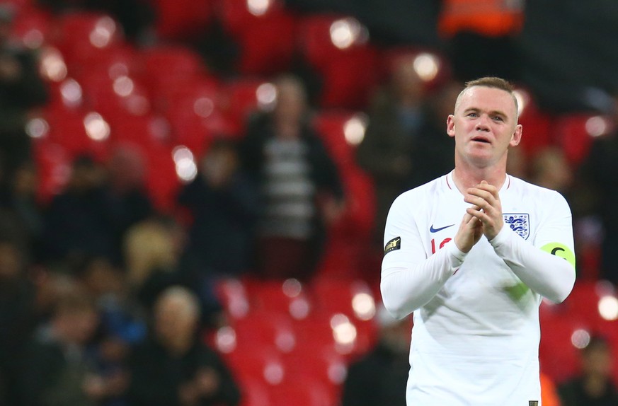 epa07168219 Wayne Rooney of England reacts during the friendly soccer match between England and USA at the Wembley Stadium in London, England, 15 November 2018. EPA/KIERAN GALVIN