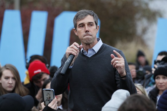Democratic presidential candidate Beto O&#039;Rourke speaks to supporters before the Iowa Democratic Party&#039;s Liberty and Justice Celebration, Friday, Nov. 1, 2019, in Des Moines, Iowa. O&#039;Rou ...