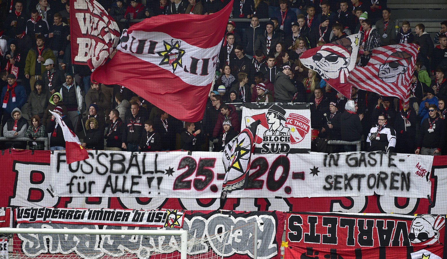 Thuner Fans fordern bezahlbare Tickets, der FC Thun ein bezahlbares Stadion.