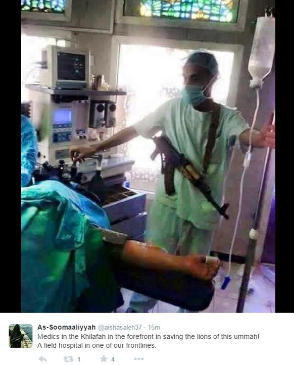 Tweet aus einem «IS»-Feldhospital, wo «Löwen der Umma», der muslimischen Gemeinschaft, versorgt werden.