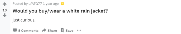 «Würdet ihr eine weisse Regenjacke tragen? Bin nur neugierig.»