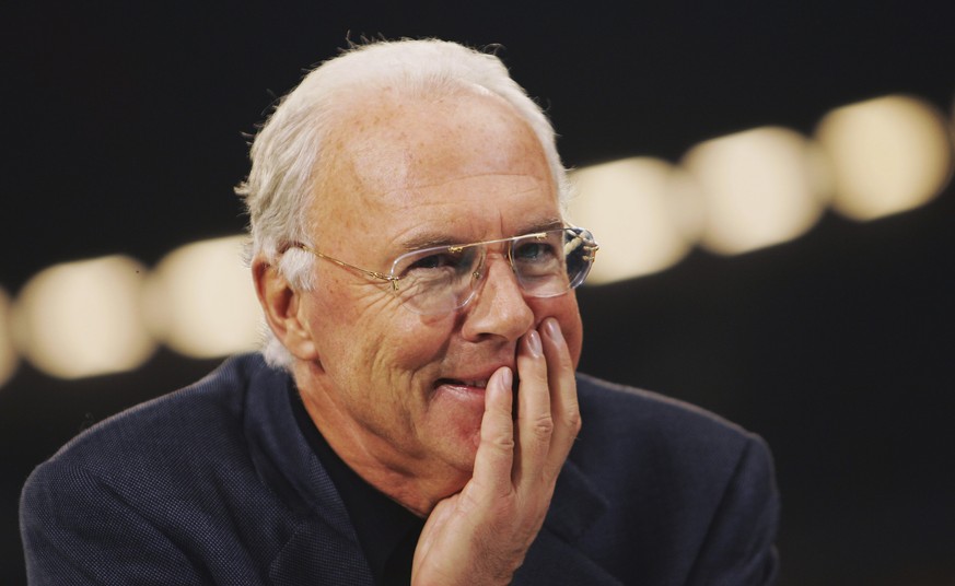 MUNICH, GERMANY - DECEMBER 05: President Franz Beckenbauer of Bayern Munich smiles prior to the UEFA Champions League Group B match between Bayern Munich and Inter Milan at the Allianz Arena on Decemb ...