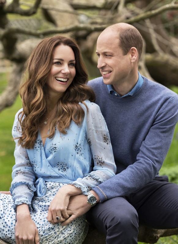 In this photo provided by Camera Press and released Wednesday, April 28, 2021, is Britain&#039;s Prince William and Kate, Duchess of Cambridge, at Kensington Palace photographed this week in London, E ...