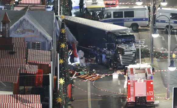 A general view shows the site where a truck ploughed through a crowd at a Christmas market on Breitscheidplatz square near the fashionable Kurfuerstendamm avenue in the west of Berlin, Germany, Decemb ...