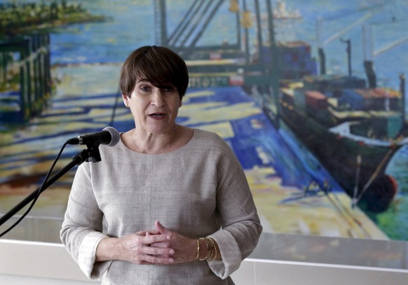 REFILE - CLARIFYING NAME OF DUTCH MINISTER FOR FOREIGN TRADE AND DEVELOPMENTDutch Minister for Foreign Trade and Development Lilianne Ploumen addresses the media during a news conference at the Mariel ...