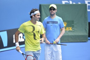 Federer im Training mit Seve Lüthi.