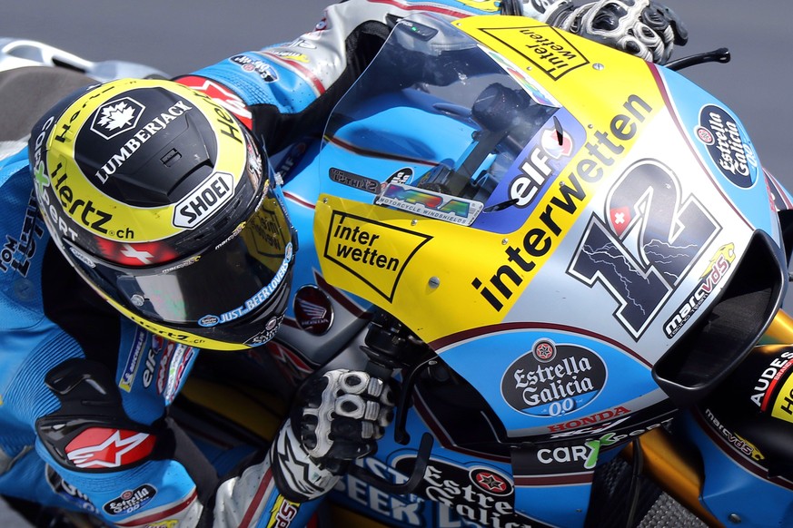 epa06749880 Swiss Moto GP rider Thomas Luthi of EG 0,0 Marc VDS during the qualifying session of the MotoGP race of the French Motorcycling Grand Prix at Le Mans race track in Le Mans, France, 19 May  ...