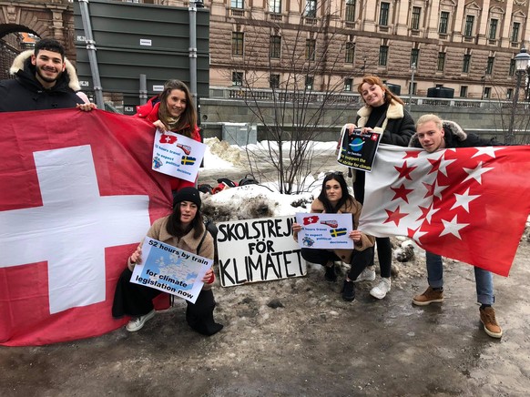 Die Schüler vor dem schwedischen Parlament.