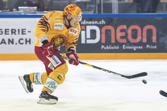 Le Top Scorer de Langnau Harri Pesonen, lors de la rencontre du championnat suisse de hockey sur glace de National League entre le HC Fribourg-Gotteron et le SC Langnau Tigers, ce samedi, 12 janvier 2 ...