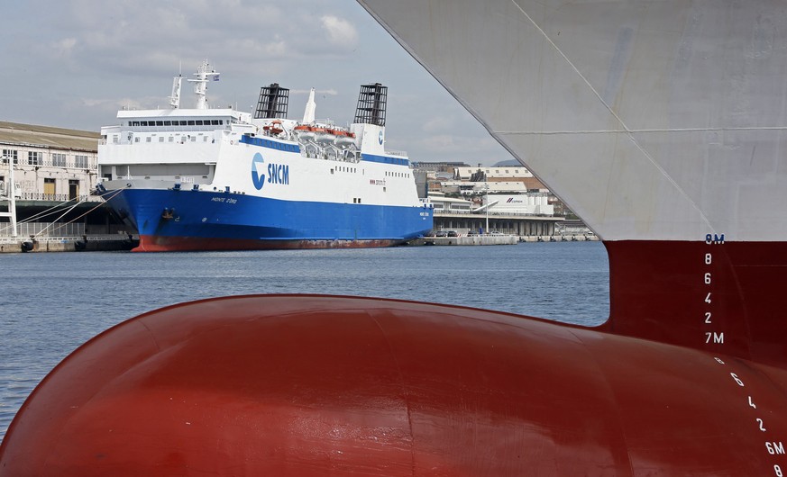 A car ferry operated by the SNCM (National Maritime Corsica-Mediterranean company) is seen at docks in the port of Marseille March 31, 2014 as workers of the company decided to continue a strike and a ...