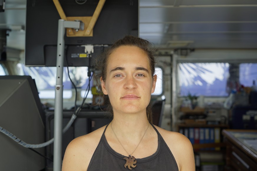 epa07676748 A handout photo made available by Sea-Watch on 27 June 2019 shows Sea-Watch 3 captain Carola Rackete on board the vessel at sea in the Mediterranean, 25 June 2019. Migrant rescue ship Sea- ...