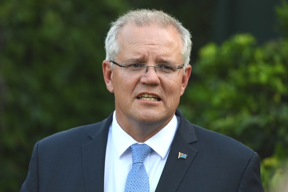 epa07438488 Australian Prime Minister Scott Morrison speaks to the media during a press conference at Kirribilli House in Sydney, Australia, 15 March 2019. Multiple people have been confirmed dead aft ...