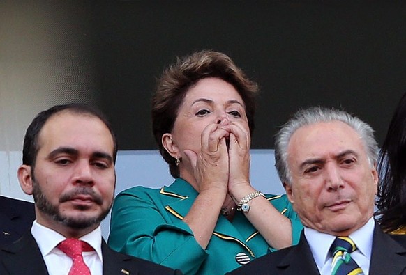 Die brasilianische Präsidentin beim 3:1-Sieg der Seleção gegen Kroatien.&nbsp;