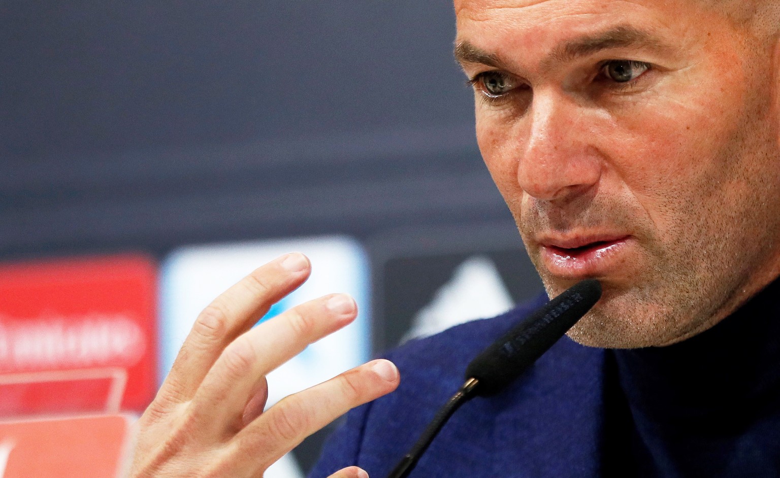 epa06775375 Real Madrid&#039;s head coach Zinedine Zidane speaks during a press conference to announce his departure at Santiago Bernabeu stadium in Madrid, Spain, 31 May 2018. Zinedine Zidane said th ...