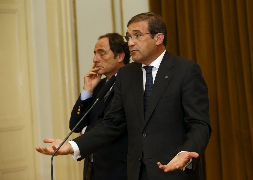 Übergangsregierungschef Pedro Passos Coelho (rechts) mit Vize Paolo Portas.&nbsp;