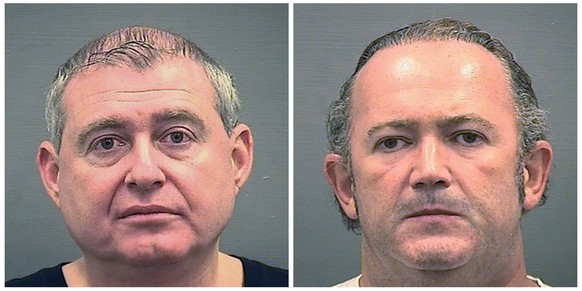 This combination of Oct. 9, 2019, photos provided by the Alexandria Sheriff&#039;s Office shows booking photos of Lev Parnas, left, and Igor Fruman. The two business associates of Rudy Giuliani are du ...
