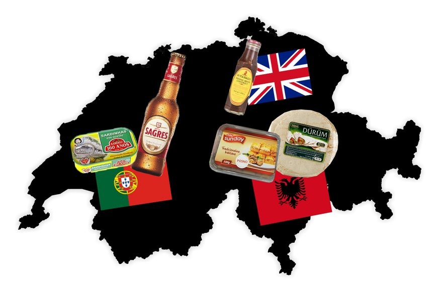Portugiesische Produkte sind besonders in der Romandie beliebt, solche aus dem Balkanstaaten (hier als Beispiel Albanien) in der Deutschschweiz und britische Artikel in Expat-Hochburgen wie Zürich.&nb ...