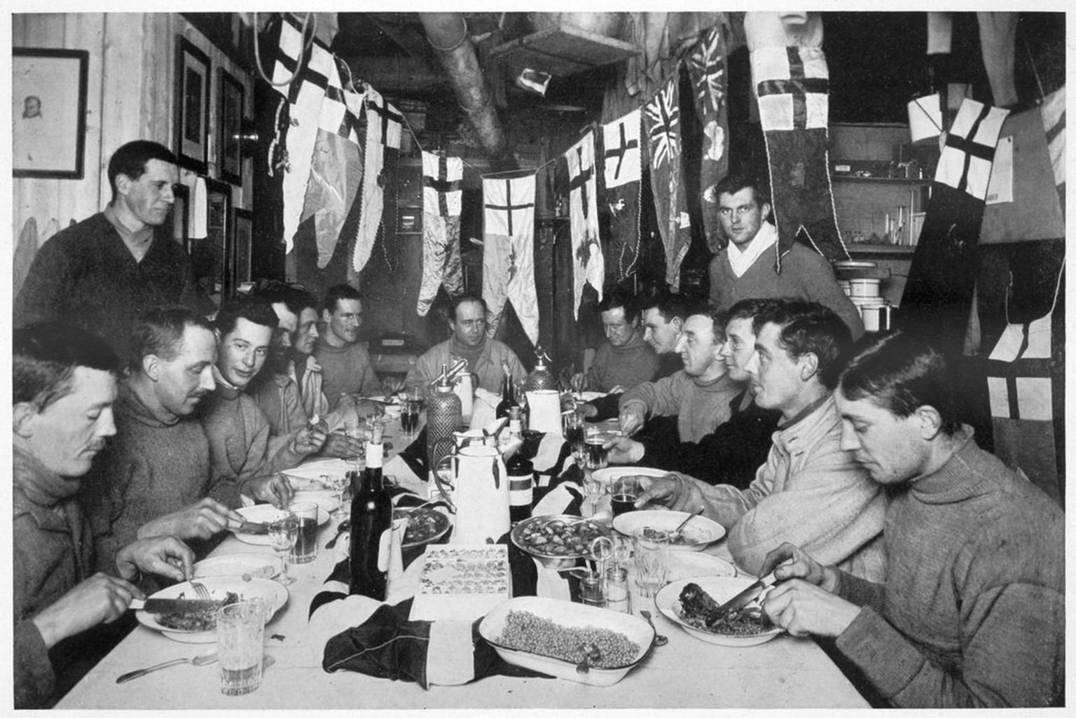 &#039;Captain Scott&#039;s last Birthday Dinner&#039;, Antarctica, June 6th 1911. During the &#039;Terra Nova&#039; Expedition (1910-1913) to the South Pole. Scott and four companions reached the Pole ...