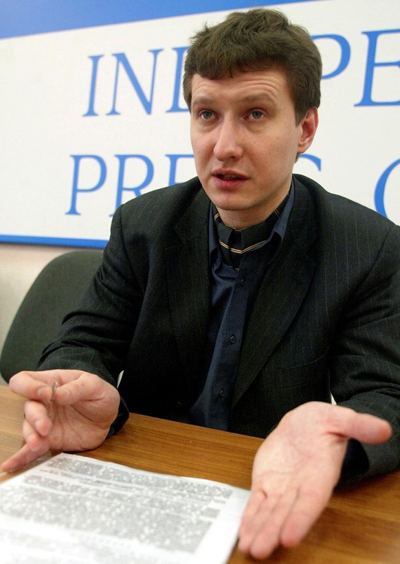 Lawyer Stanislav Markelov is seen speaking to the media in Moscow in this Feb. 3, 2005 photo. Markelov was shot and killed Monday, Jan. 19, 2009, after a press conference in central Moscow, officials  ...