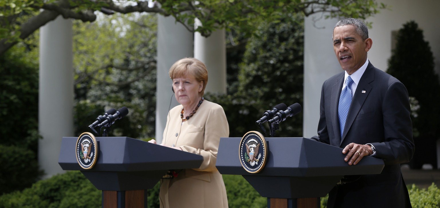 Die deutsche Bundeskanzlerin Angela Merkel und US-Präsident Barack Obama bei einem Treffen im Mai 2014.&nbsp;