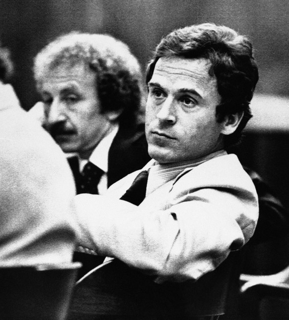 FILE - In this April 26, 1979, file photo, Ted Bundy leans back in his chair in the courtroom before his trial in Tallahassee, Fla. One of the most notorious serial killers in American history, Bundy  ...