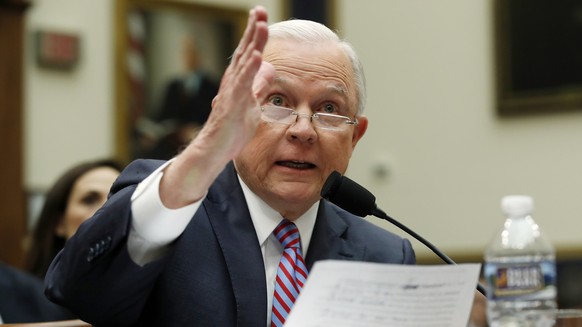 FILE - In this Nov. 14, 2017, photo, then Attorney General Jeff Sessions testifies during a House Judiciary Committee hearing on Capitol Hill in Washington. Sessions, a former Alabama senator whose ca ...
