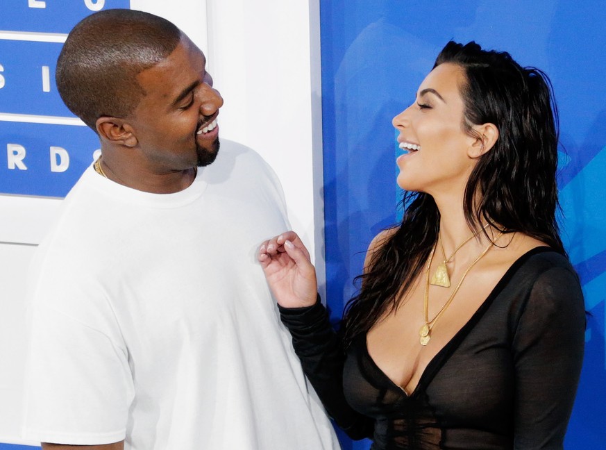epa09024954 (FILE) - US entertainers Kim Kardashian (R) and Kayne West (L) arrive on the red carpet for the 33rd MTV Video Music Awards (VMA) at Madison Square Garden in New York, New York, USA, 28 Au ...